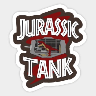 Jurassic tank. Tyrannosaurus loading guns Sticker